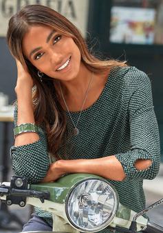 Rückansicht von Lascana 3/4-Arm-Shirt Longshirt Damen schwarz