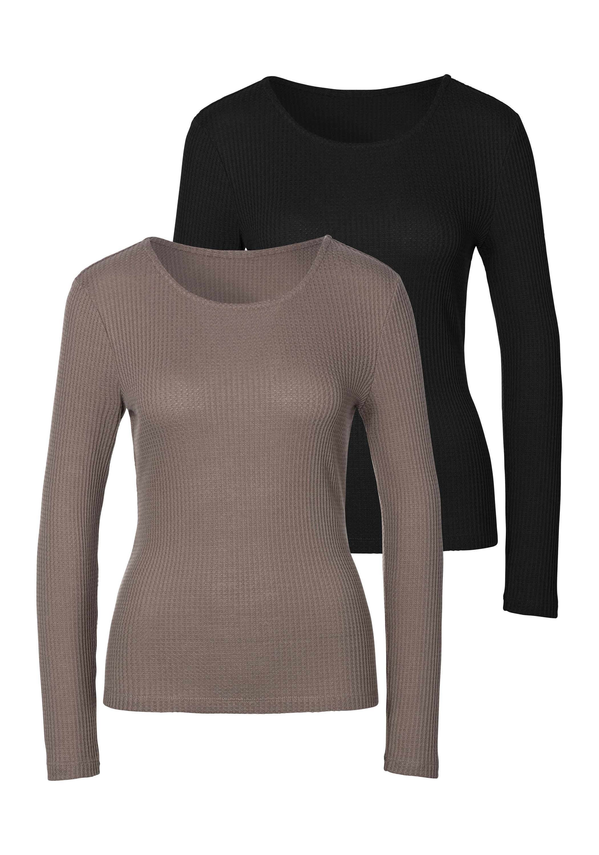 Lascana Langarmshirt Langarmshirt Damen - anthrazit - petrol