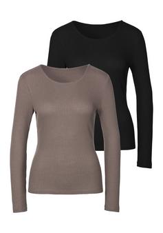 Lascana Langarmshirt Langarmshirt Damen anthrazit petrol