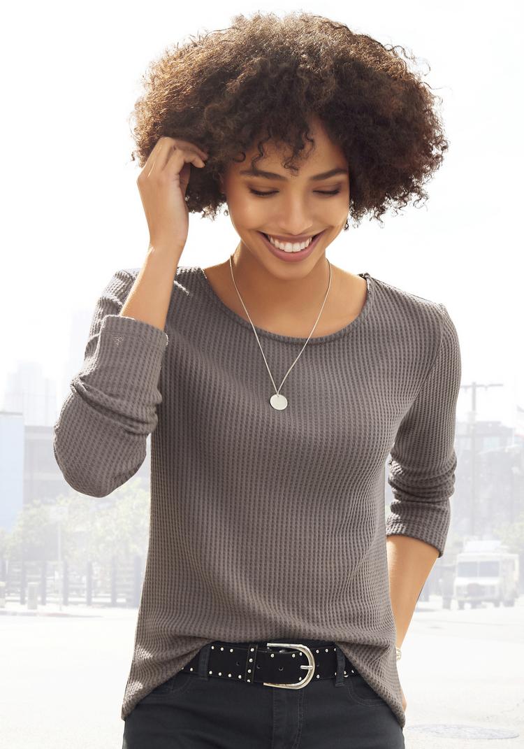 Lascana Lascana Langarmshirt Langarmshirt Damen - anthrazit - petrol - 0 | SportScheck