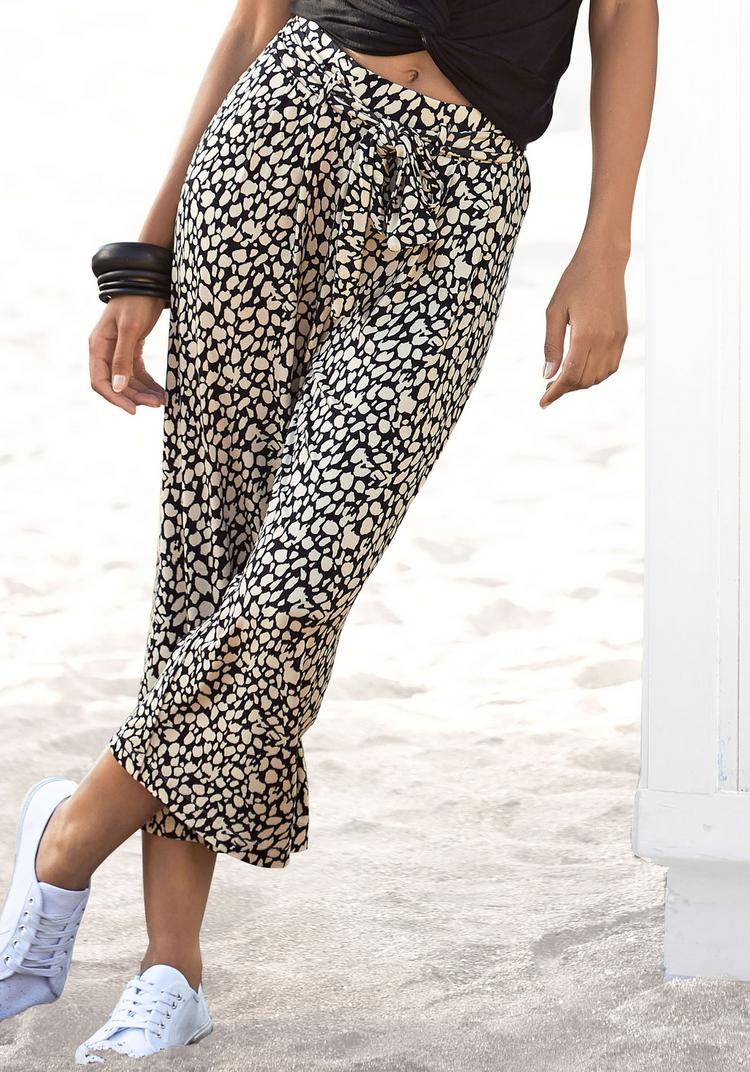 Lascana Lascana Culotte Printhose Damen - schwarz-sand-bedruckt - 0 | SportScheck