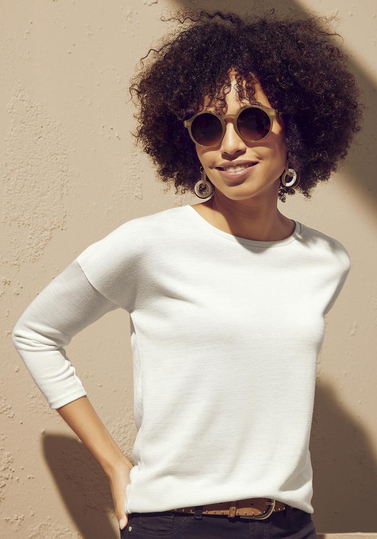 Lascana Lascana 3/4-Arm-Shirt Longshirt Damen - creme - schwarz - 2 | SportScheck