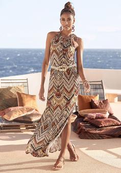 Rückansicht von Lascana Maxikleid Maxikleid Damen braun-bedruckt