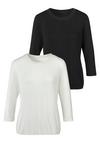 Lascana 3/4-Arm-Shirt Longshirt Damen - creme - schwarz