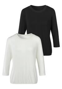 Lascana 3/4-Arm-Shirt Longshirt Damen - creme - schwarz