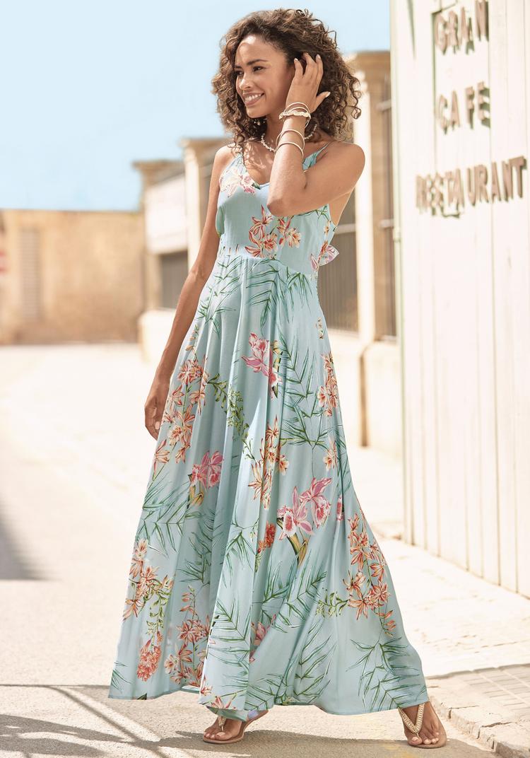 Lascana Lascana Maxikleid Maxikleid Damen - t&uuml;rkis bedruckt - 1 | SportScheck