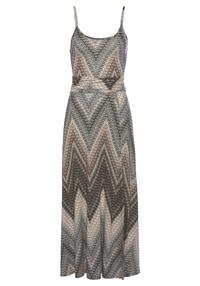Lascana Midikleid Kleid Damen - schwarz-braun-creme bedruckt