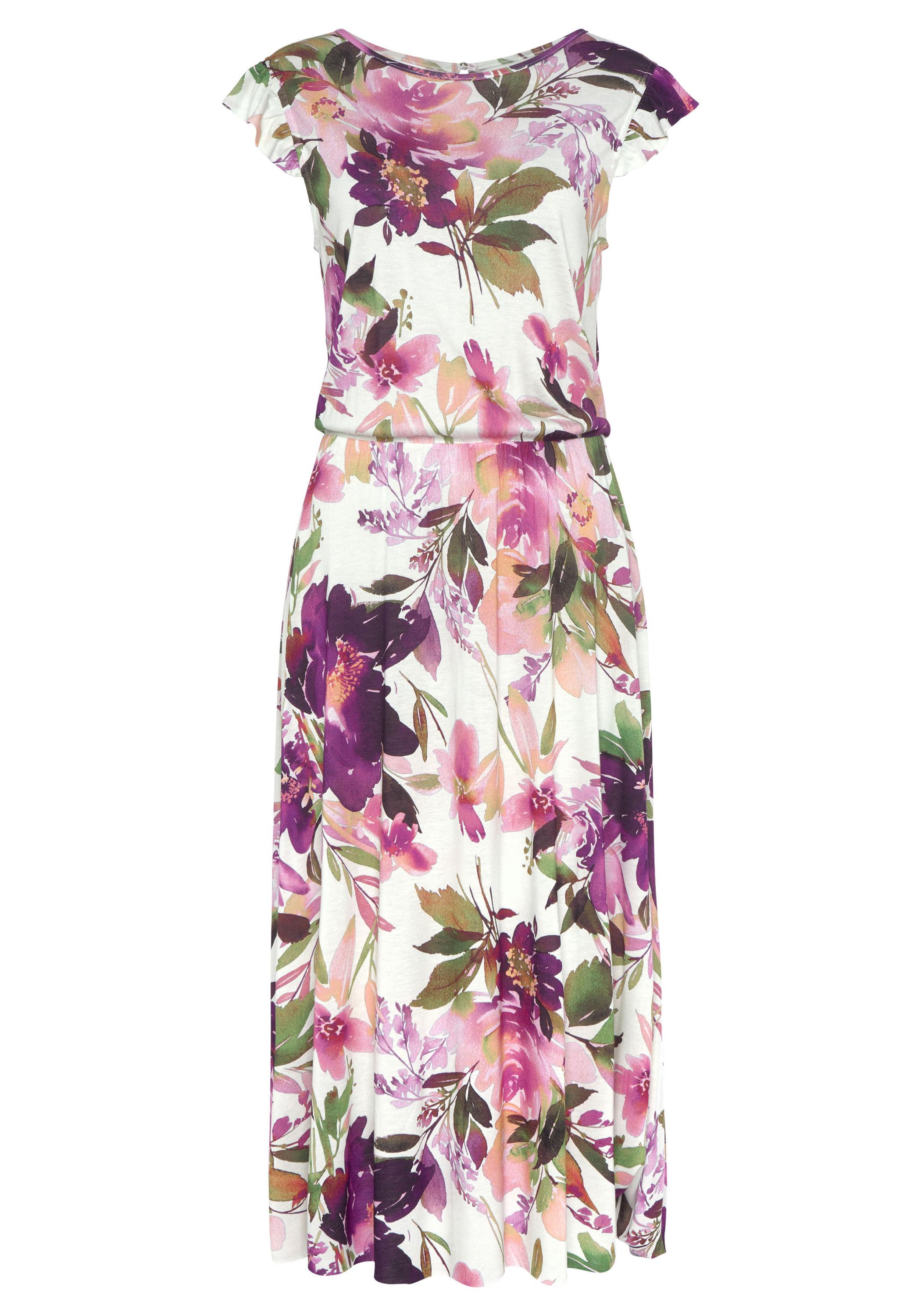 BEACH TIME Midikleid Kleid Damen - wei&szlig; bedruckt