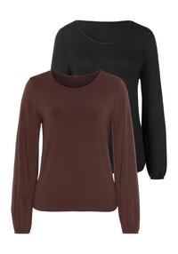 Lascana Langarmshirt Langarmshirt Damen - braun - schwarz