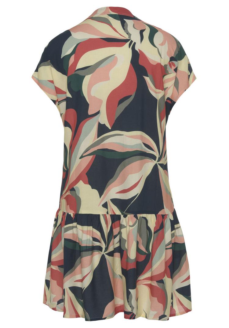 S.OLIVER S.OLIVER Blusenkleid Kurzarmkleid Damen - marine-koralle bedruckt - 0 | SportScheck