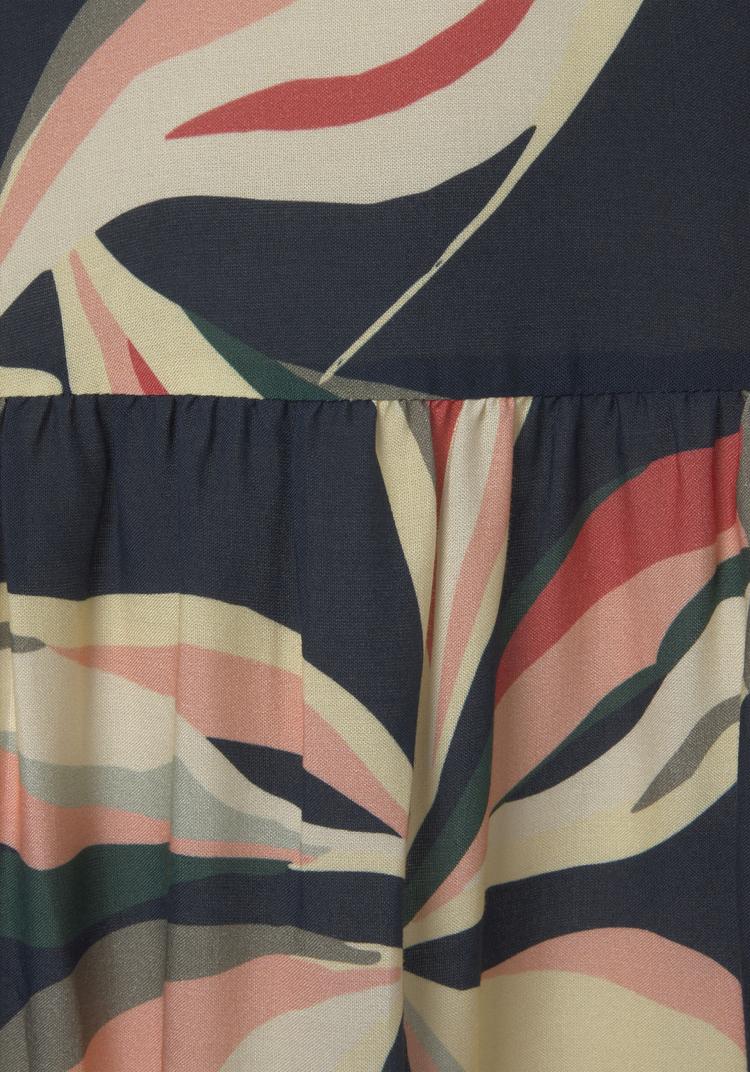 S.OLIVER S.OLIVER Blusenkleid Kurzarmkleid Damen - marine-koralle bedruckt - 1 | SportScheck