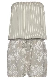 Lascana Kurzoverall Jumpsuit Damen schilfgrün-creme bedruckt