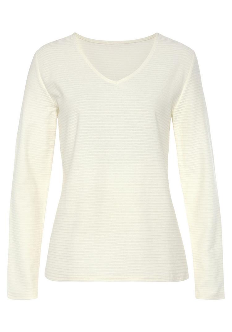 Lascana Lascana Langarmshirt Langarmshirt Damen - creme - schwarz - 0 | SportScheck