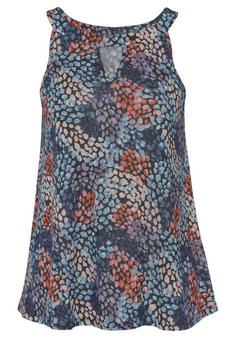 S.OLIVER Strandtop T-Shirt Damen blau-koralle bedruckt