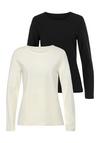 Lascana Langarmshirt Langarmshirt Damen - creme - schwarz