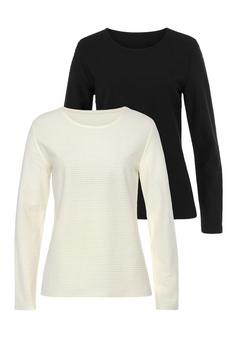 Lascana Langarmshirt Langarmshirt Damen creme schwarz