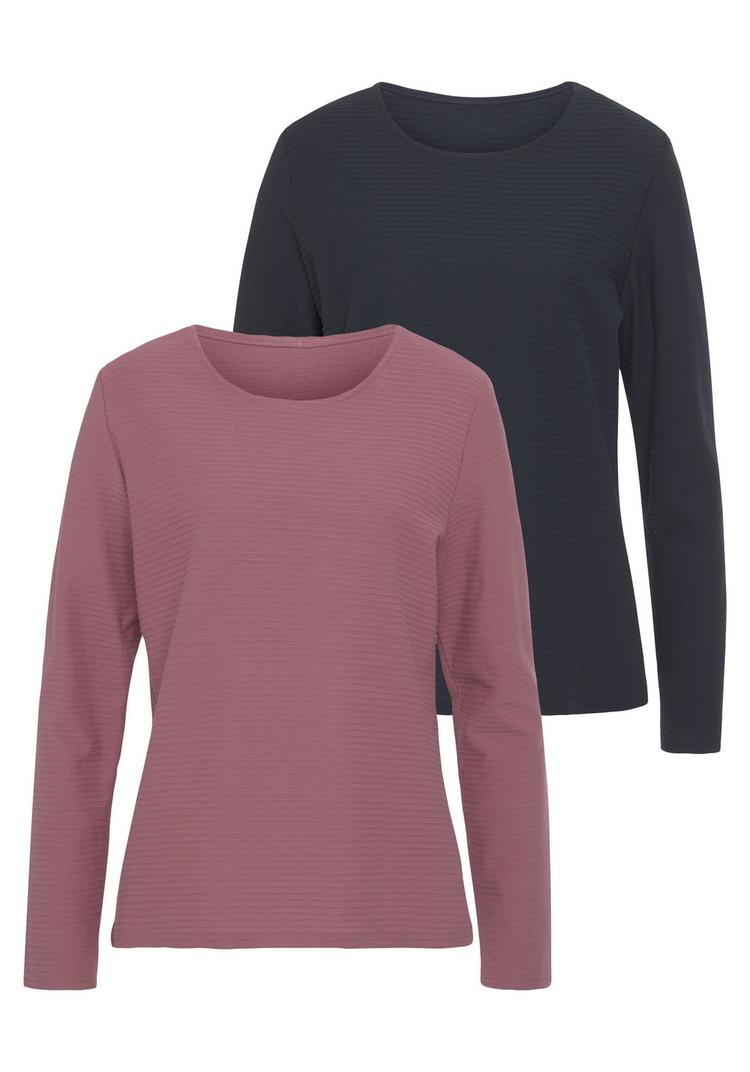 Lascana Lascana Langarmshirt Langarmshirt Damen - beere - blau - 0 | SportScheck