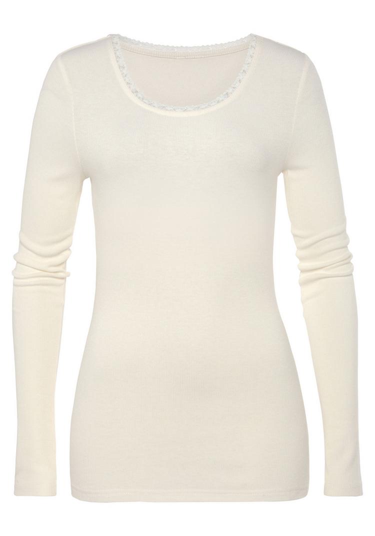 Lascana Lascana Langarmshirt Langarmshirt Damen - creme - 0 | SportScheck