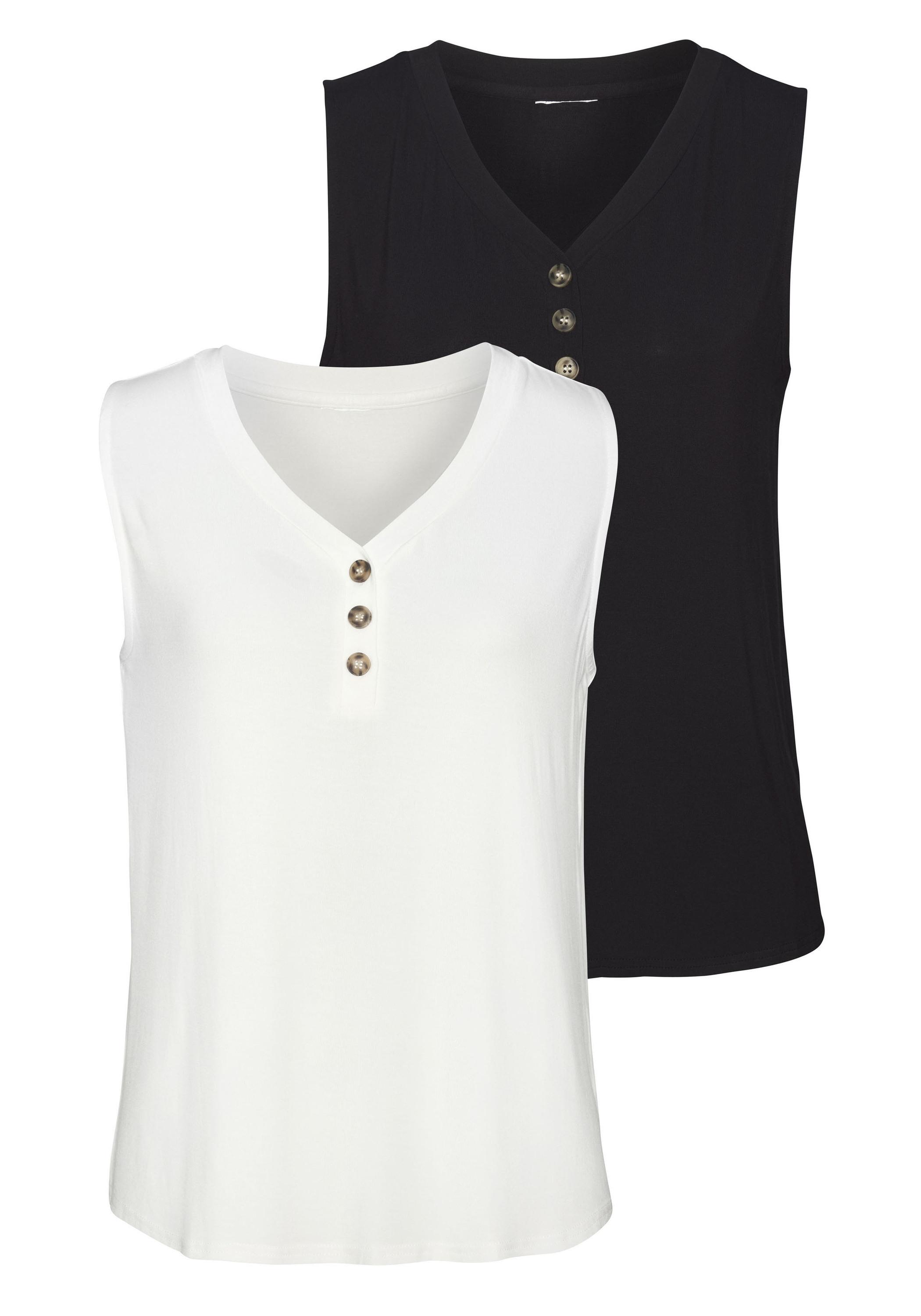 Lascana Shirttop Funktionsshirt Damen - creme - schwarz