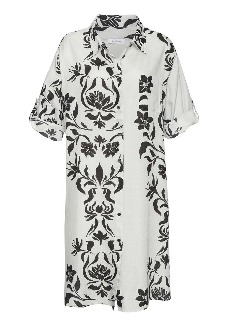 Lascana Lascana Longbluse Langarmbluse Damen - beige - schwarz - 0 | SportScheck