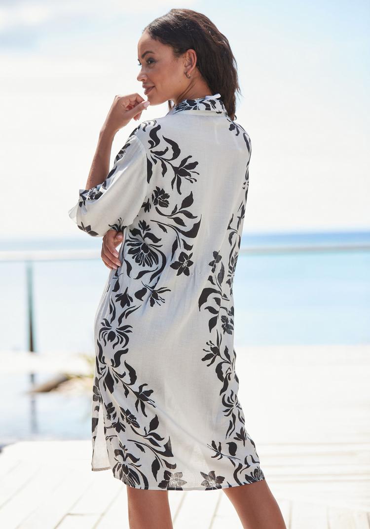 Lascana Lascana Longbluse Langarmbluse Damen - beige - schwarz - 0 | SportScheck