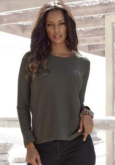 Rückansicht von Lascana Langarmshirt Langarmshirt Damen khaki
