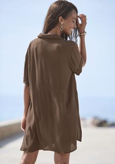 Rückansicht von Lascana Longbluse Langarmbluse Damen braun