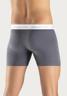 Rückansicht von Copenhagen Studios Langer Boxer Boxershorts Herren anthrazit grau-meliert schwarz
