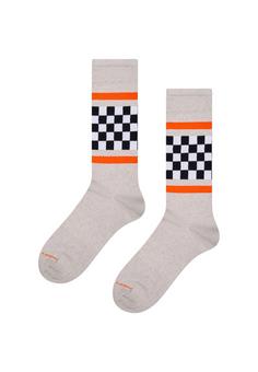Rückansicht von Happy Socks Stripes Sneaker Freizeitsocken weiß