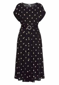 Lascana Midikleid Kleid Damen - schwarz-sand-bedruckt