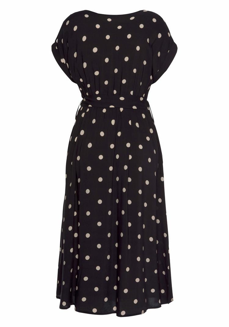 Lascana Lascana Midikleid Kleid Damen - schwarz-sand-bedruckt - 0 | SportScheck