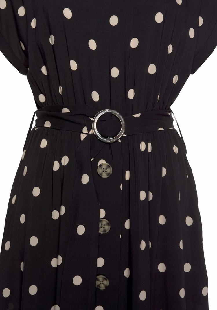 Lascana Lascana Midikleid Kleid Damen - schwarz-sand-bedruckt - 0 | SportScheck