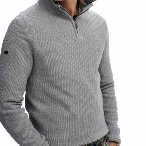 Rückansicht von Superdry Strickpullover Strickpullover Herren Hellgrau
