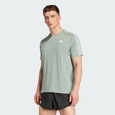 Rückansicht von adidas Own the Run 3-Streifen T-Shirt T-Shirt Herren Silver Green