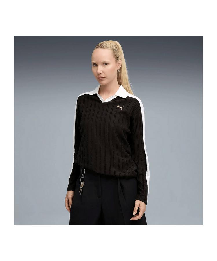 PUMA PUMA T7 Relaxed Long Sleeve Polo Damen Poloshirt Damen - schwarz - 0 | SportScheck