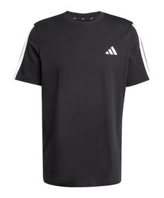 adidas 3 Stripes T-Shirt Weiß Laufshirt Herren schwarz