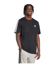 Rückansicht von adidas 3 Stripes T-Shirt Weiß Laufshirt Herren schwarz