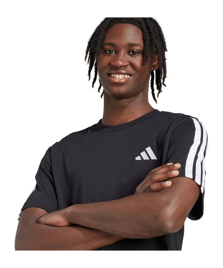 adidas adidas 3 Stripes T-Shirt Wei&szlig; Laufshirt Herren - schwarz - 2 | SportScheck