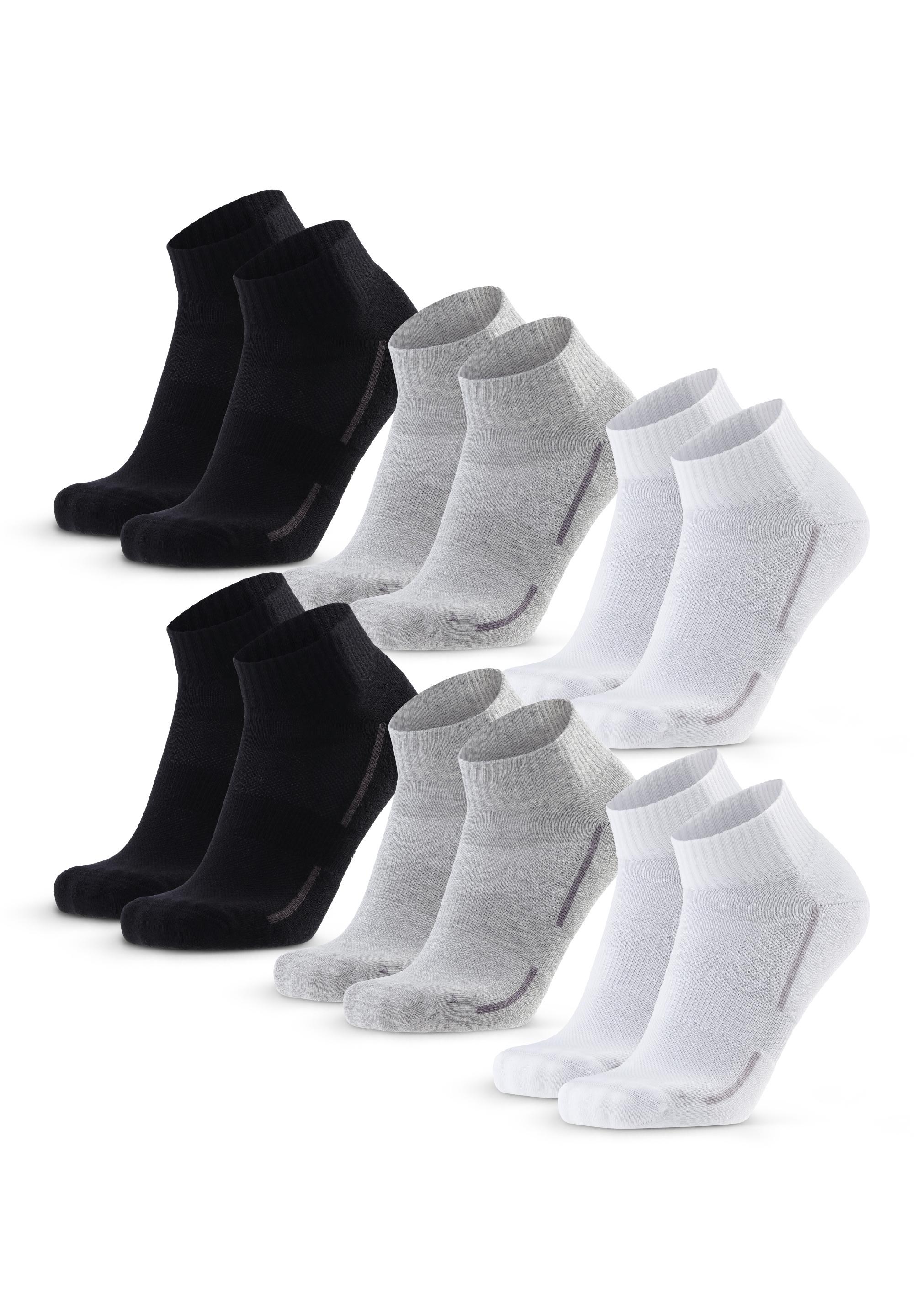 DANISH ENDURANCE Cotton Quarter Socken - Black grey White
