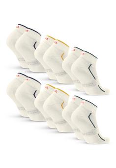 Rückansicht von DANISH ENDURANCE Cotton Quarter Laufsocken offwhite dark green offwhite navy offwhite mustard