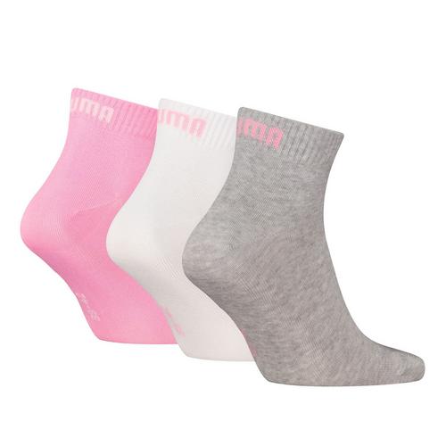 Rückansicht von PUMA Socken Freizeitsocken Grau/Weiß/Rosa