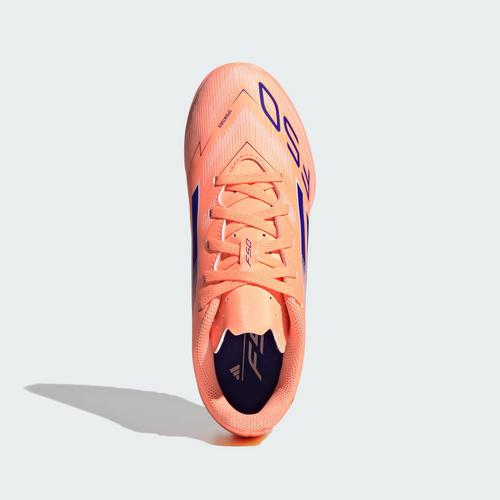 Rückansicht von adidas F50 Club Kunstrasen Fußballschuhe Kinder Fußballschuhe Kinder Beam Orange / Lucid Blue / Cloud White