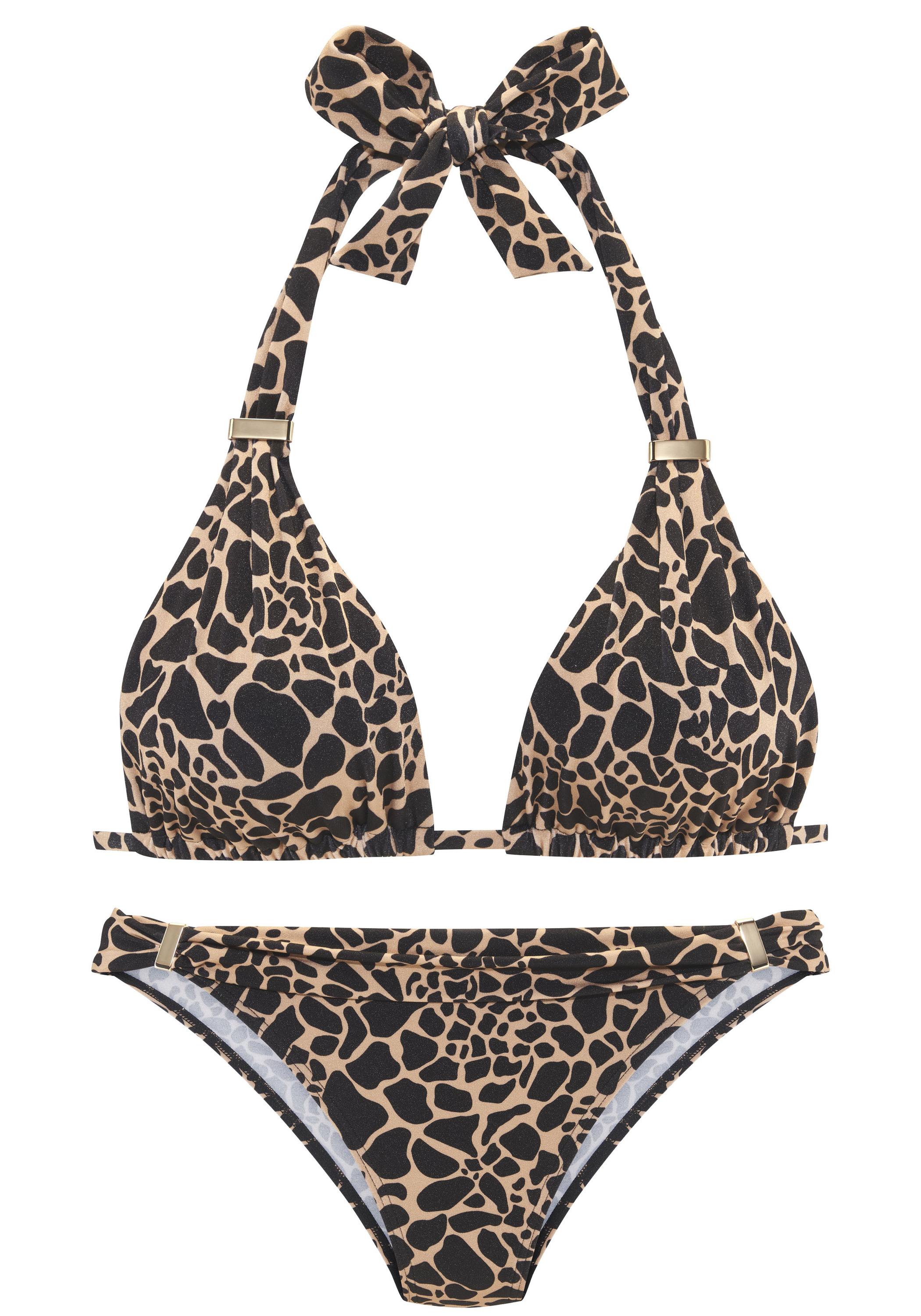 Lascana Triangel-Bikini Bikini Set Damen - schwarz-gold