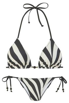 FRENCH CONNECTION Triangel-Bikini Bikini Set Damen schwarz-creme