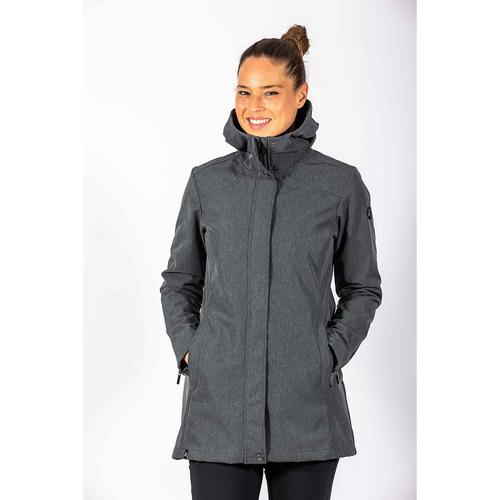 Rückansicht von Maul Sport Tällistock XT mit Kapuze Softshelljacke Damen Dunkelgrau