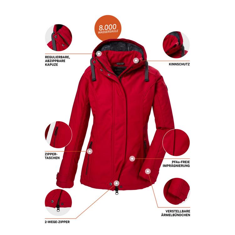 G.I.G.A. DX by killtec G.I.G.A. DX by killtec GW 23 WMN SFTSHLL JCKT Softshelljacke Damen - Rot459 - 4 | SportScheck