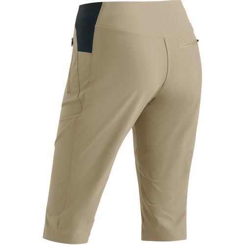 Rückansicht von Maier Sports Inara slim Capri Vario Funktionsshorts Damen Hellbraun