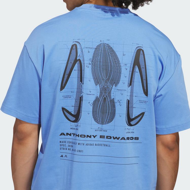 adidas adidas ANTHONY EDWARDS GFX SCHEMATIC TEE Basketball Shirt Herren - Blue Fusion - 1 | SportScheck