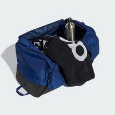 Rückansicht von adidas TRAINING DEFENDER DUFFELBAG MITTELGROSS Reisetasche Dark Blue / White