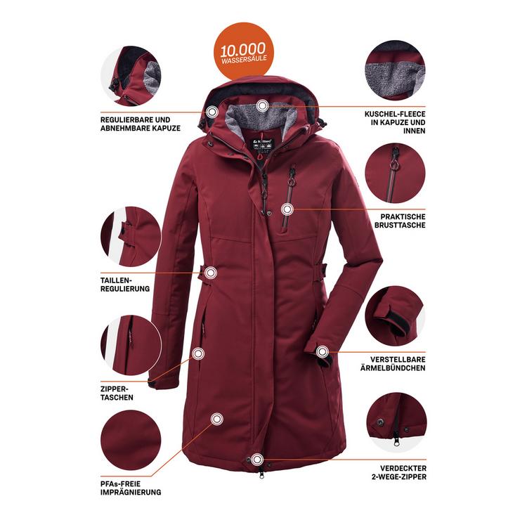 KILLTEC KILLTEC KOW 165 Funktionsmantel Damen - Bordeaux - 3 | SportScheck